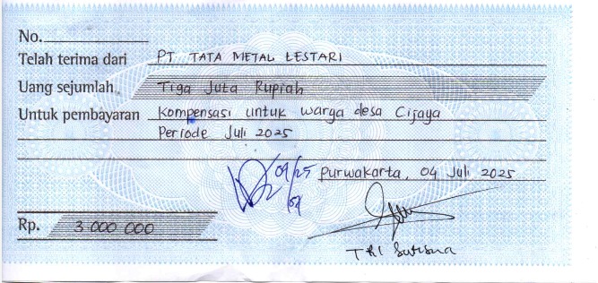 TML - Pemberian kompensasi kepada warga desa cijaya periode 30 Juli 2025